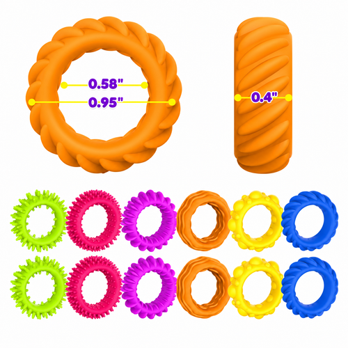 Anillos Sensoriales Multicolor Ansiedad Plástico 12 unidades