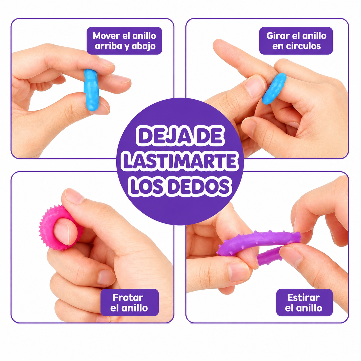 Anillos Sensoriales Multicolor Ansiedad Plástico 12 unidades