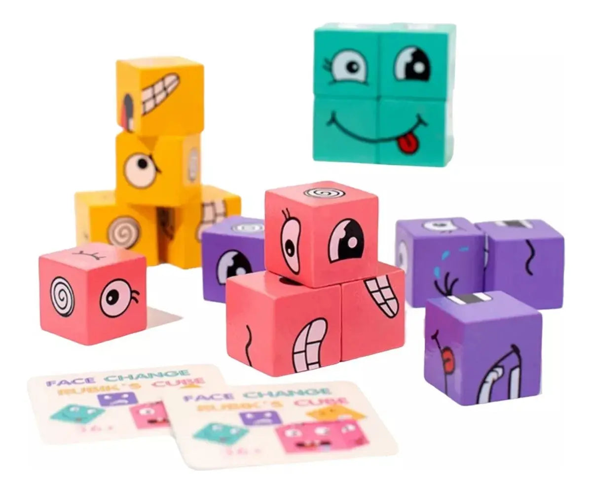 Puzzle Cubos Didáctico de Caras y Expresiones de emociones