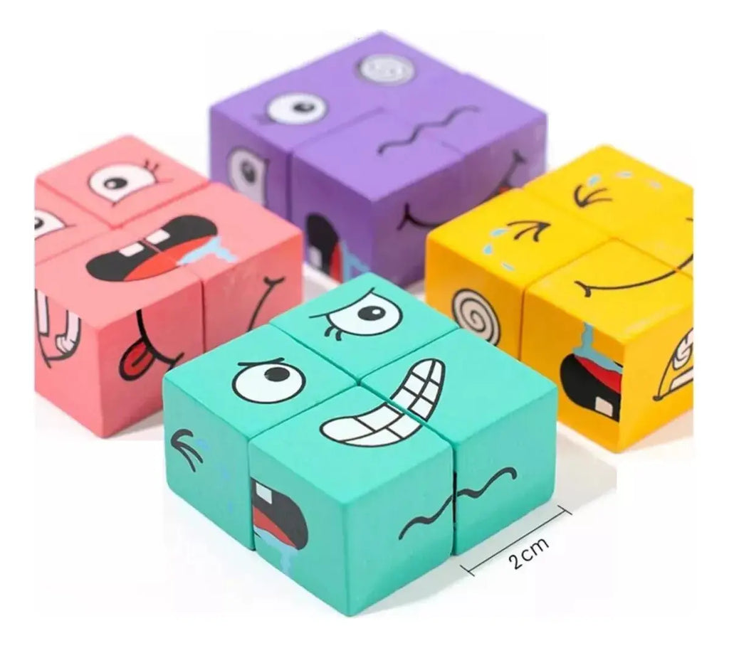 Puzzle Cubos Didáctico de Caras y Expresiones de emociones