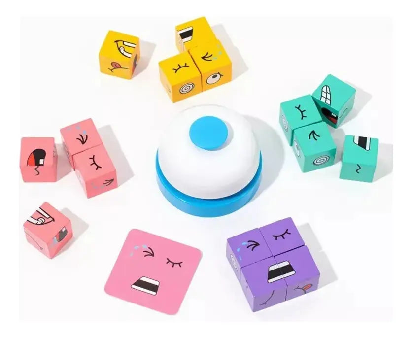 Puzzle Cubos Didáctico de Caras y Expresiones de emociones