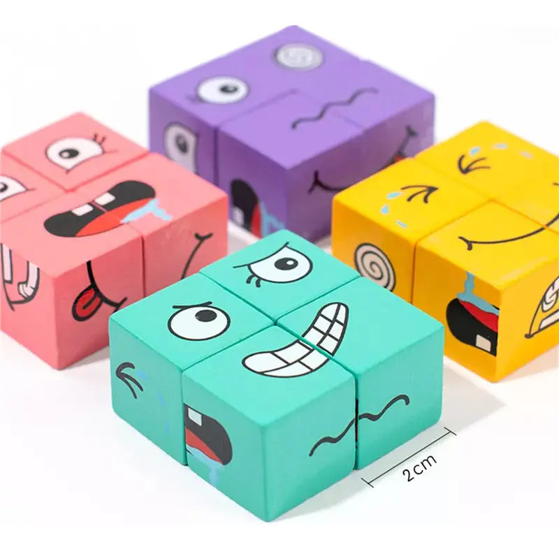 Puzzle Cubos Didáctico de Caras y Expresiones de emociones