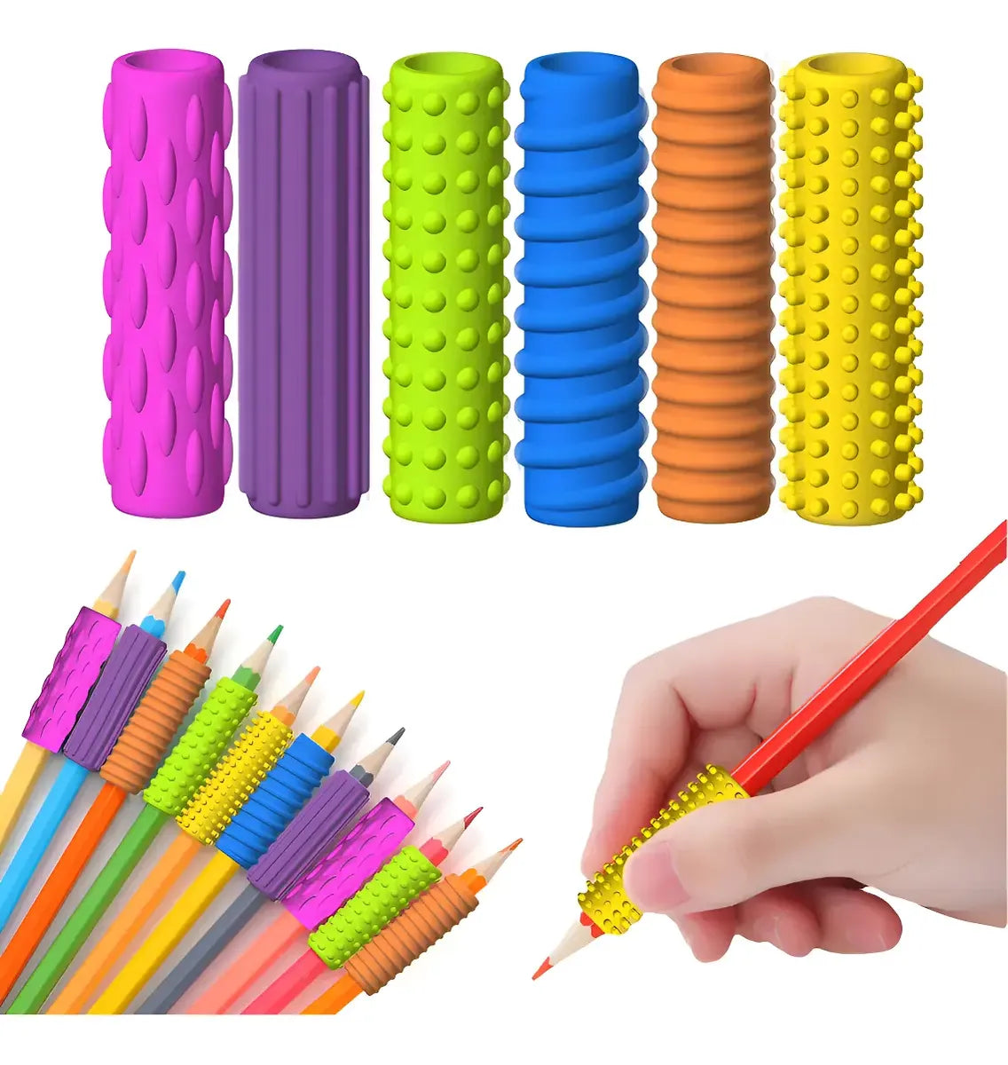 Set de grips de lápices con texturas