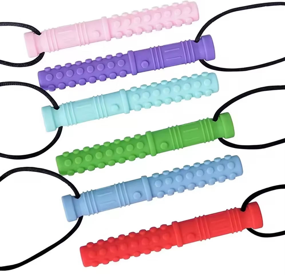Tubos Sensoriales Masticables con Collar | Regulación Oral y Calma | Dureza 4