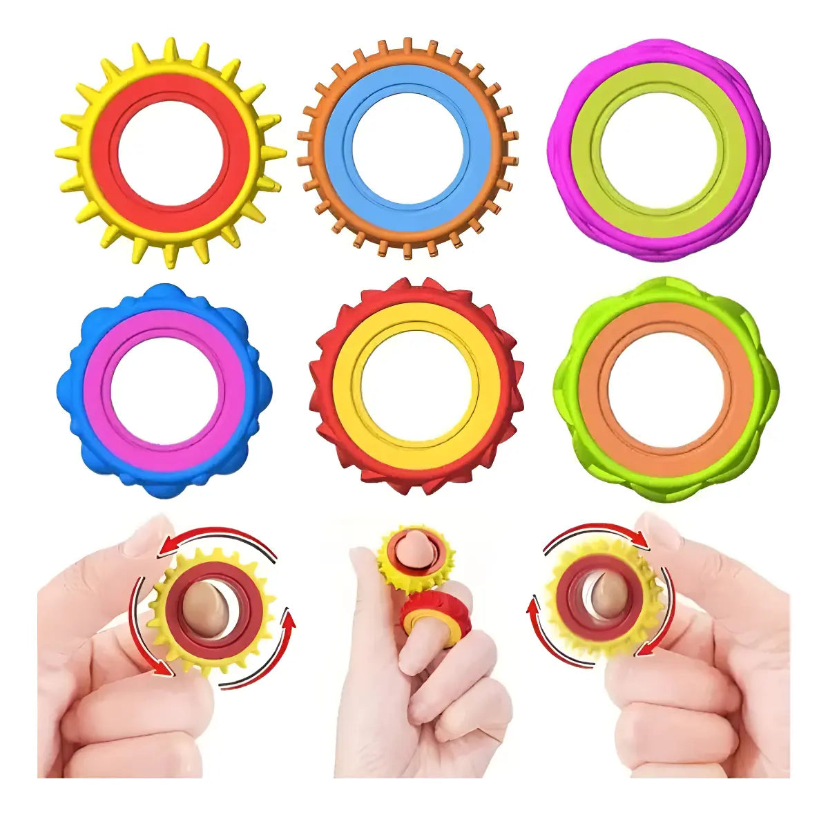 Set de Anillos Giratorios Sensoriales con Texturas