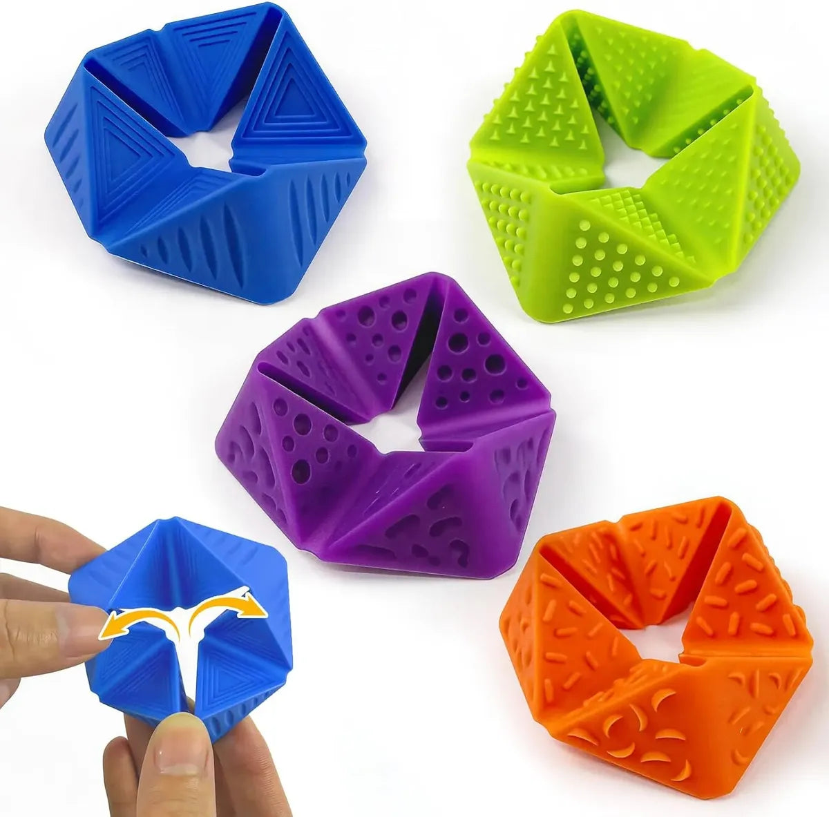 Set de 4 Fidget Toys Sensoriales de Silicona con Texturas
